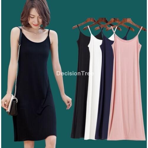 2021 sleeveless womens full slips spaghetti strap slips tank underdress women intimates spaghetti vest dress bodycon camisole
