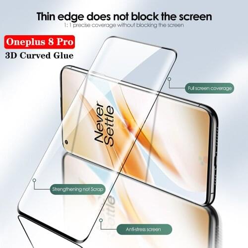 3D Curved Glue Glass For Oneplus 8 Pro Full Cover Tempered Glass For oneplus 8pro 1+8 8p Screen Protector Premium Film Original