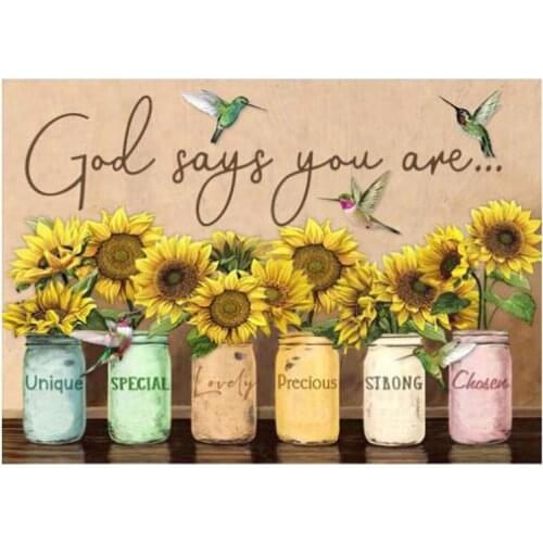 DIY 5D Diamond Painting Kits Vase Bird Sunflower Text Good Diamond Embroidery Scenery Painting Art Home Decoration