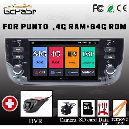 1Din 4GB 64GB Android Car Radio DVD reproductor Multimedia for Fiat/Linea/Punto evo 2012-2015 GPS navegador estéreo IPS DSP