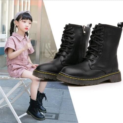 New Children Black High Genuine Leather Boots Boys Girls Breathable British style Ankle Boots Princess Baby Shoes Kids 03