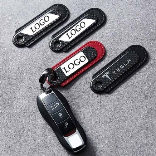 Carbon Fiber Car Logo Kia keychain Car Styling For Subaru Lexus Mazda Honda Hyundai Toyota Suzuki Mitsubishi Volvo Key Ring