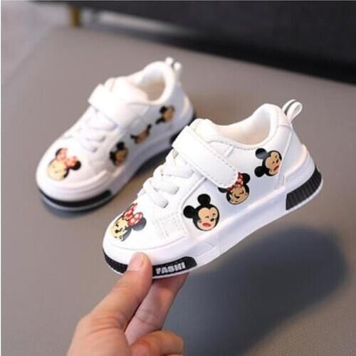 Disney Minnie Mouse Children Sneakers Girls Sport Shoes Child Leisure Trainers Casual Breathable Kids Running White School Shoes