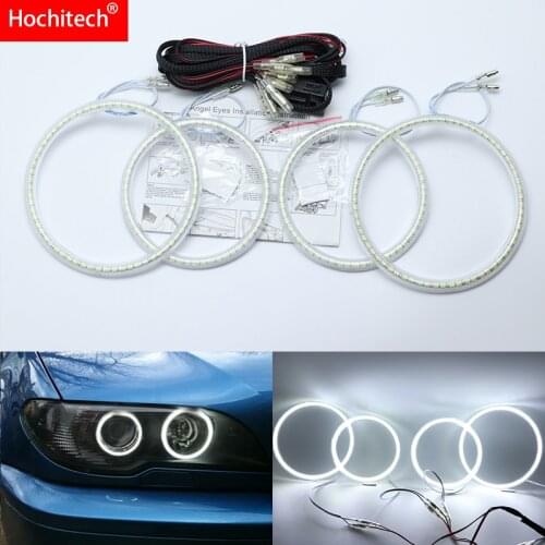 For BMW 3 Series E46 Convertible Coupe Cabrio 2004-06 Ultra Bright SMD White LED Angel Eyes Halo Ring Kit Daytime Running Light