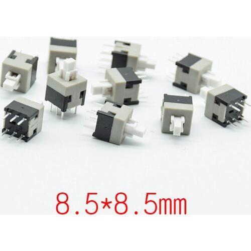 10Pcs 8.5*8.5mm Double Row No Locked reset /Self-locking switch/8.5X8.5mm Square Button Switch key 6Pin white cap