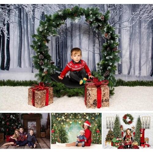 Newborn Kids Adult Backdrop for Winter Christmas Photography Children Snow Scene Forest Background X-mas Holiday Party Decor