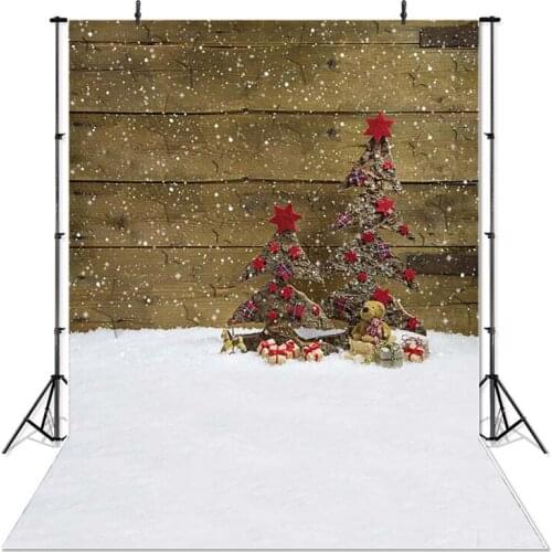 Christmas Photography Background Decorative Tree Socks Wooden Snow Bokeh Backdrop Decoration Props Banner For Photo Studio