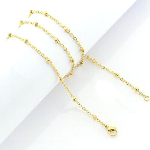 Stainless Steel Round Interbeads Chain Silver Plated Thin Necklace 3-4mm Women Jewelry Torque Never Allergic DropShipping