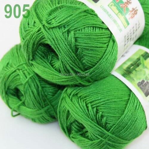 Lot of 3 Skeins Super Soft Natural Bamboo Cotton Knitting Yarn Green 905