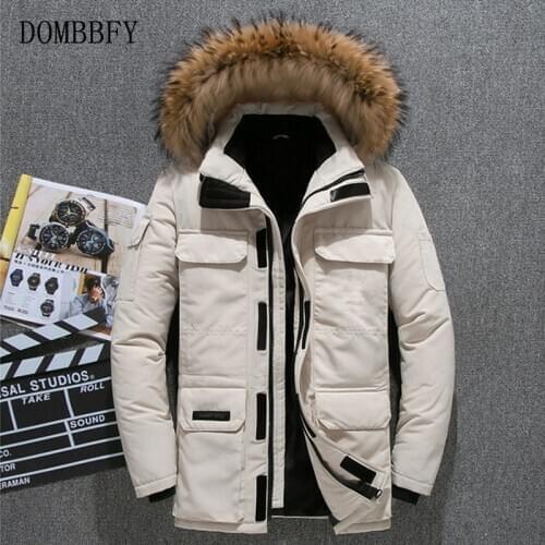 -30 Degree Winter Down Jacket Men 90% White Duck Down Parkas Coat Camouflage Large Fur Collar Male Thicken Coat Snow Overcoat