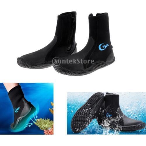 5mm Neoprene Scuba Diving Wetsuit Zipper Boots Anti-slip Warm Shoes Snorkeling Surfing Fishing Winter Water Sports Swimming Fins