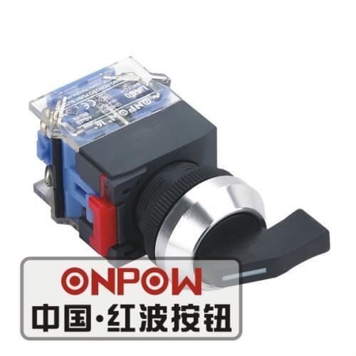 ONPOW 22mm 1NO1NC/2NO2NC Maintain/Return Two/Three position Plastic Selector Knob Switch (LAS0-K-XA)