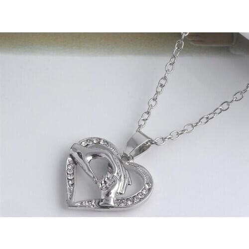 New Silver Rhinestone Necklace Mother Gift Heart Charm Pendant Necklace Jewelry accessories For Mothers Day
