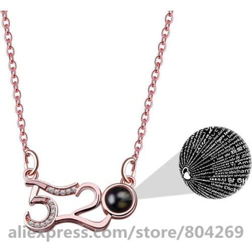 100 Languages I Love You 520 Necklaces Romantic Love Memory Pendant Choker Lady Girl Valentine Day Gift