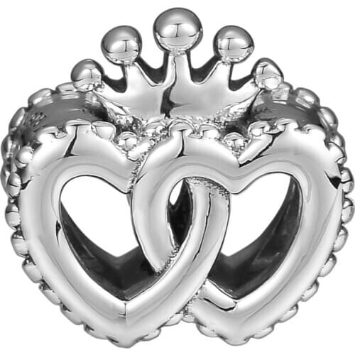 Fits Pandora Bracelet Charms Original 925 Sterling Silver United Regal Hearts Beads DIY Jewelry Making for Women