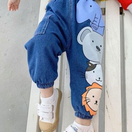 Boys Pants Cartoon Jeans 2021 Autumn Children Spring Clothing Elastic Waist Stretch 3 To 7 Years Virgin Korean Pencil Leggings