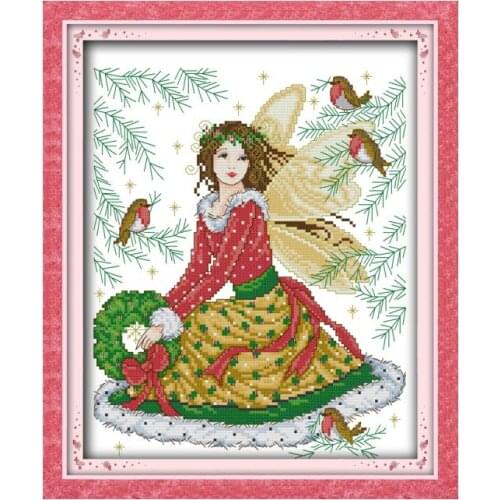 The fairy tale fairy cross stitch kit aida 14ct 11ct count print canvas stitches embroidery DIY handmade