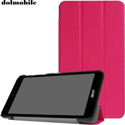 Dolmobile Three Folding PU Leather Case Cover for Acer Iconia One 7 B1-790 B1 790 7.0 inch Tablet + Stylus Pen 100pcs