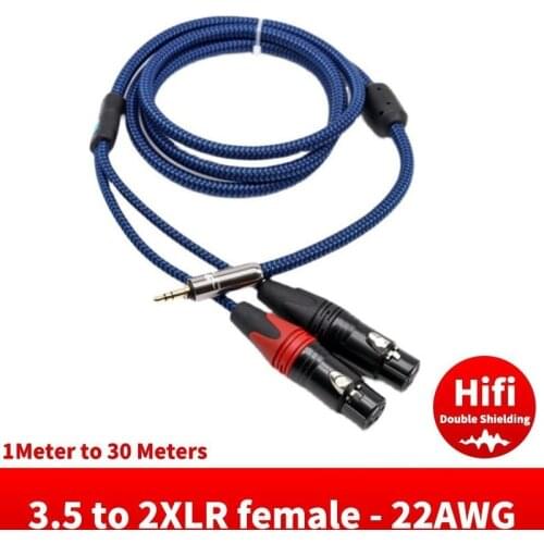 Stereo 3.5mm Male to Dual XLR Female 3 Pin Plug Audio Cable For iPhone Mixer Mixing Console Amplifier Speaker Line 1m 2m 3m 5m