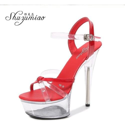 Wedding Dress 2020 Bride Shoes Women High Heels Platform Summer Sandals Clear Heels Transparent Female Nightclub Shoes Big size