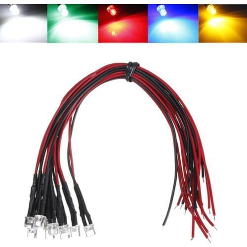 5pcs LED Light Lamp Bulb DC 12V LED Diodes 20cm Pre Wired 5mm Prewired Emitting Diodes For DIY Home Decoration