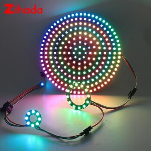 1/8/12/16/24/32/40/45/60/241Leds Addressable WS2812 SK6812 5050 RGB LED Ring ic Built-in RGB LED Chip & Heatsink DC 5V Free Ship