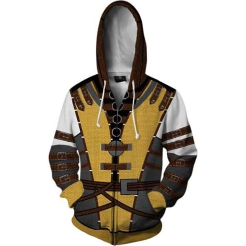 Scorpion Cosplay Hoodies Adult Men Long Sleeve Zip Up Causal Hooded Jacket Sweatshirt