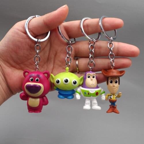 Cartoon Movie Toys Story Woody Buzz Lightyear Alien Key Chain Vinyl Figure Collection Model Toys