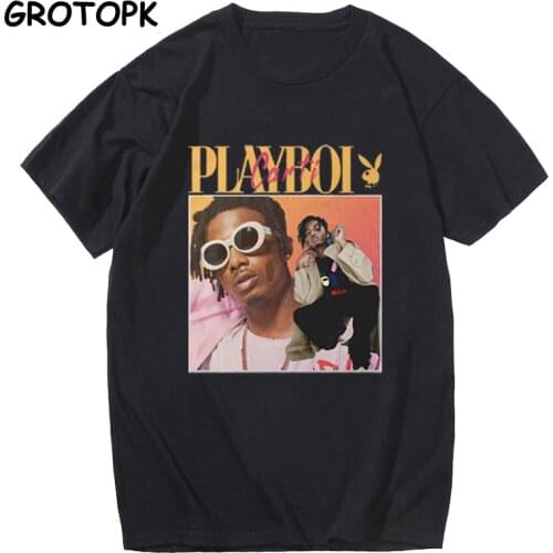 High Quality Vintage Playboi Carti Vintage 90s Merchandise Print Men T Shirt O-neck Casual Cotton T-shirt Man Woman Tees Tops