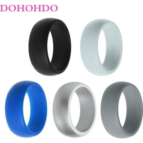 DOHOHDO New 8mm Affordable Silicone Rubber Wedding Bands For Men Women Rings Black White Color Casual Silicone Finger Ring Anel