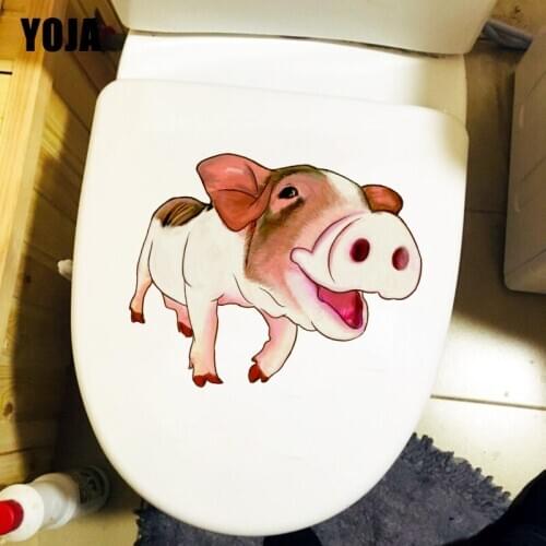 YOJA 23.9CM×19.8CM Hand Drawn Smiling Pig Home Decoration Room Wall Toilet Stickers T1-2489