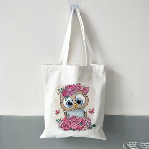 Funny Owl Printed Ladies Handbags Women Canvas Tote Bags Shopping Bag Fashion Bag Shoulder Shopper Cartoon Large Capacity Bags