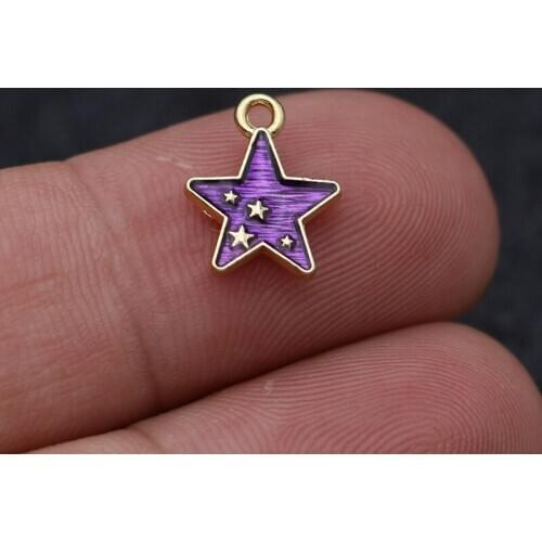10PCS Gold Color Enamel Star Charms Pendants for Jewelry Making Bracelet Necklace DIY Earrings Handmade Craft
