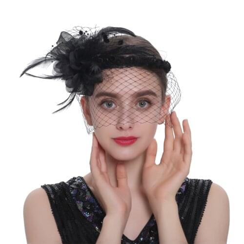 1PC Women Flapper Feather Headband Hair Band 1920s Vintage Gatsby Party Hair Accessories Hair Accessories for Women 2021