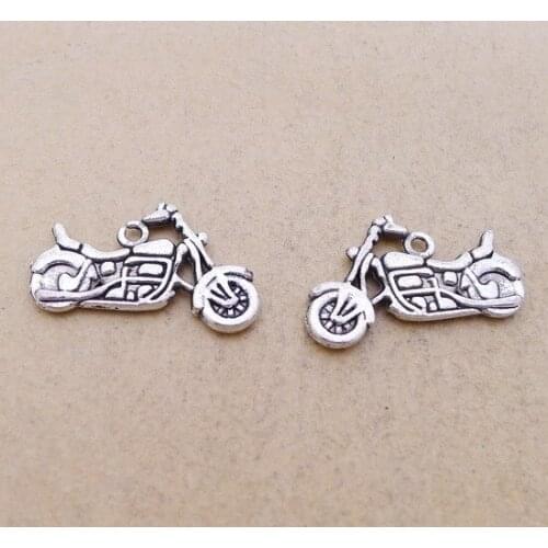 10 Pieces/Lot 14mm*24mm Diy Jewelry Accessory Antique Silver Plated Motobike Motorcycle Charm Diy Jewelry Making