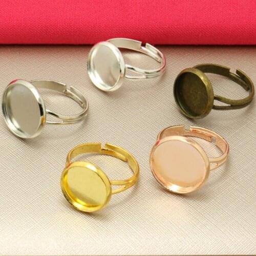 10pcs Adjustable Blank Ring Base Bezel Cabochons Fit Dia 10 12 14 16 18 20mm Glass Cameo Settings DIY Jewelry Making Accessories