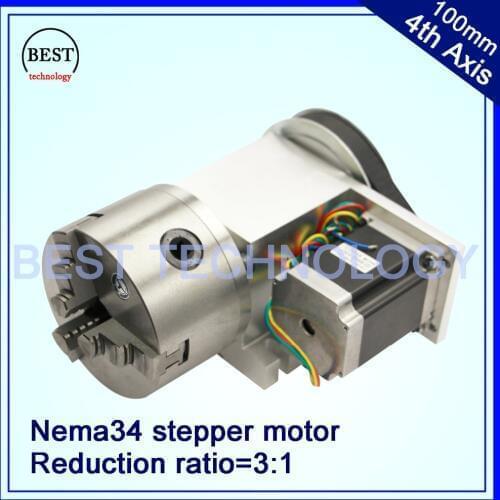 100mm CNC 4th Axis CNC dividing head/Rotation Axis/A axis kit Reduction ratio 3:1 with Nema34 stepper motor