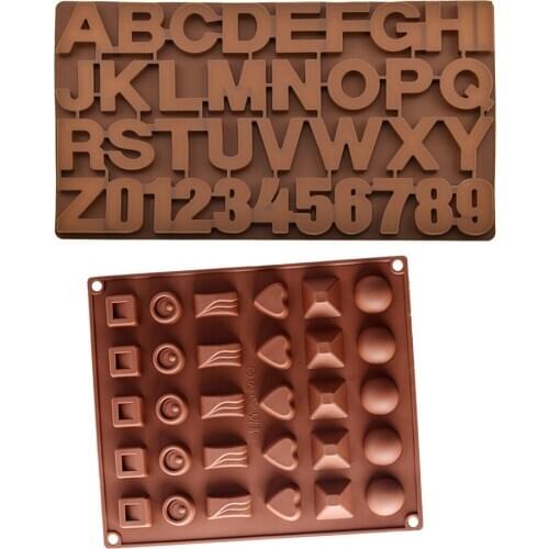 2 Shapes Heart Round Letter Silicone Mold Chocolate Cake Making Crystal Epoxy Resin Mold Alphabet Letter Number Fondant Decor