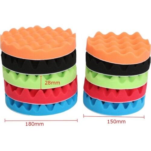 5Pcs 6/7 inch Buffing Polishing Sponge Pads 150/180mm Car Polisher Soft Wave Foam Waffle Pad Car Wash Cleaning Detailing Tool