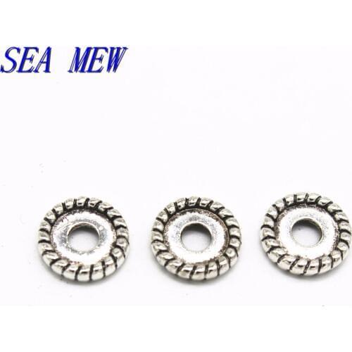 50 PCS Metal Alloy Beads Antique Silver Color Spacer Beads DIY Flat Beads For Jewelry Making 8x2.5mm 9.5x3mm 12x3.5mm