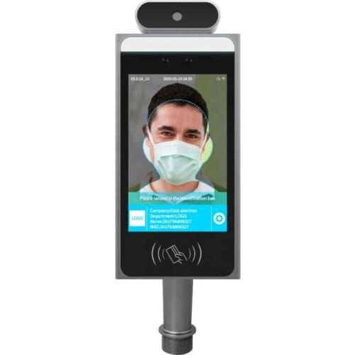 8 inch IC/ID card temp detect access control time attendance thermal infrared thermal ai smart face recognition camera