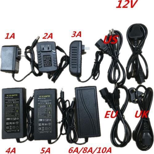 1pcs 100-240V AC to DC Power Adapter for Charger 12V 1A 2A 3A 5A 6A 8A 10A EU US AU UK plug 5.5 mm x 2.1 mm