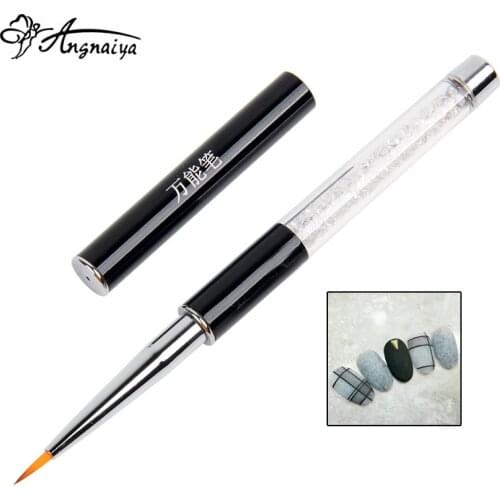 ANGNYA 1Pcs Pro UV Gel Drawing Painting Nail Petal Brush for Nail Art Drawing Thick Lines Rhinestone Handle Nail Art DIY Tools