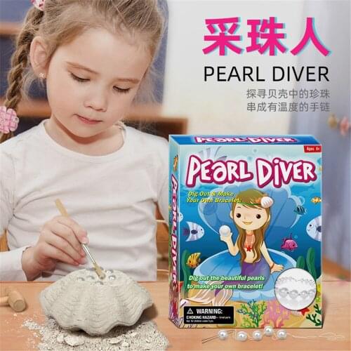 DIY Bracelet Mining Shell pearl Crystal Treasure Gems Archaeology Childrens Puzzle Exploration Excavation Toys Holiday gift