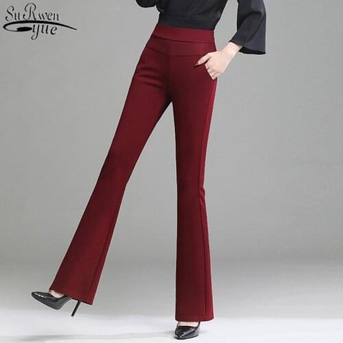 All-match Straight Casual Pant Autumn and Winter Fashion Women High Waist Flare Pants Large Size 4XL Professional Trousers 11516