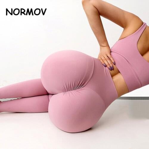 NORMOV Gym Yoga Pants Women Leggings For Fitness Bubble Butt Nylon High Waist Long Pants Women Hip Push UP Tights Women Leggins