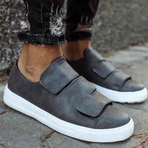 Chekich Men Casual Sneakers Anthracite Color Non-Leather Sport Shoes Velcro Style Daily Lightweight Sewing and High Outsole Design Flexible Comfortable 2021 Summer & Fall Fashion Office Suits Wedding CH007 V2