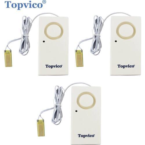 Topvico 3pcs Water Leakage Sensor Detector Water Leak Alarm Flood Detection 130dB Alert Wireless Home Security Alarm System