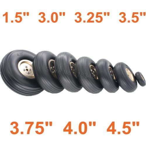 2pcs Tail Wheels Rubber PU Alloy Hub 1.5" 3.0" 3.25" 3.5" 3.75" 4.0" 4.5" Inch For RC Plane Replacement Parts