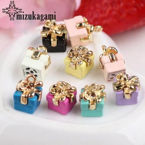 Zinc Alloy Enamel Charms Candy Colors 3D Christmas Gifts Charms 10pcs/lot For DIY Jewelry Making Accessories